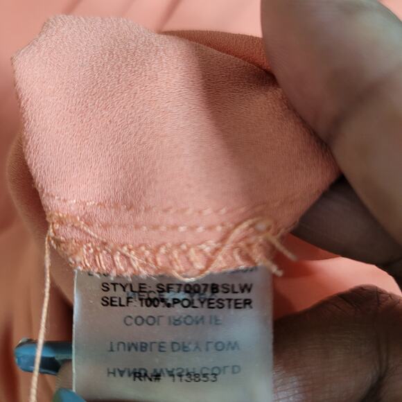 41 Hawthorn Women's Peach V-Neck Chiffon Long Sleeve Pleated Pintuck Top Size XS - Picture 8 of 8